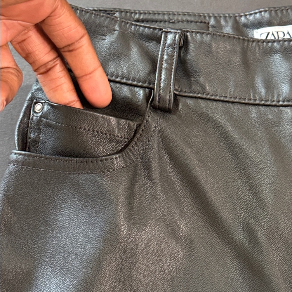 Zara Black Leather Pants 2 - Picture 11 of 16